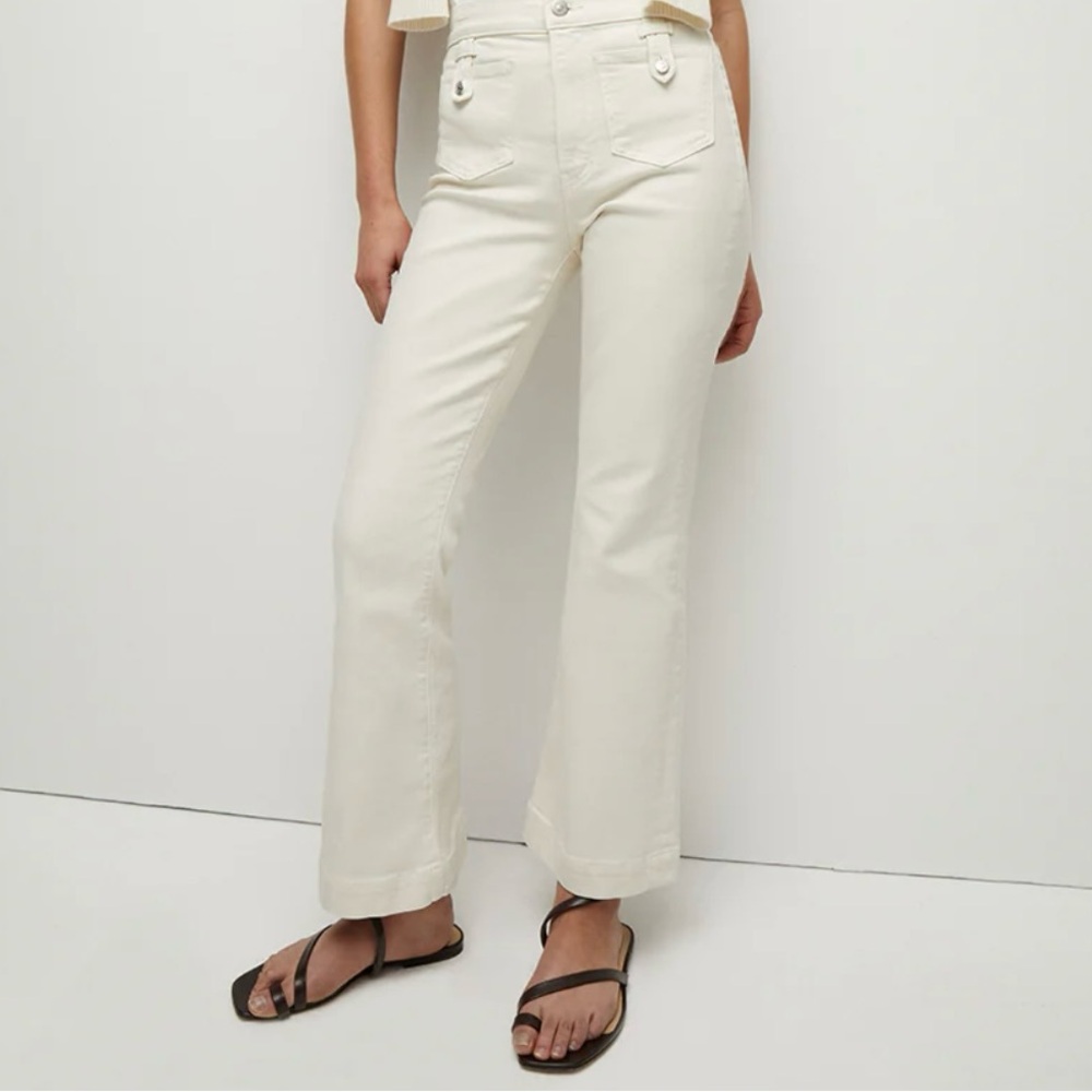 Veronica Beard Cream High Rise Jeans Straight Leg